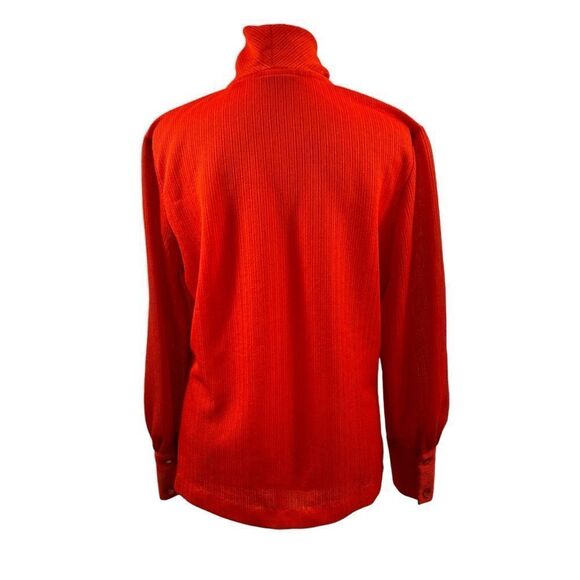 Ladies vintage Janni Originals Textured Neck Tie Button Down Blouse Red Size 16 - Picture 6 of 11